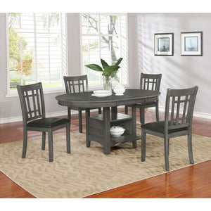 English Elm Ingall Farmhouse 5-Piece Dining Set in Medium Grey & Black with Oval Storage Table and Padded Chairs B062S01026