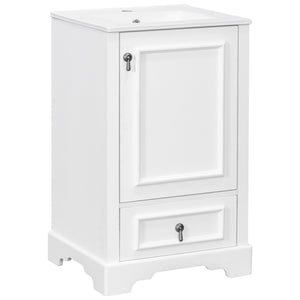 English Elm 20 Inch Bathroom Vanity with Ceramic Sink, Soft-Close Door, Adjustable Shelf, Smart Storage Organizing Design White N729P299505K