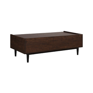 English Elm Duane 47" Coffee Table with Ribbed Wood Grain Laminate, Full-Extension Drawer & Iron Feet Durable Design Navy Blue B365P398089