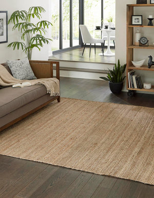Unique Loom Braided Jute Dhaka Hand Braided Solid Rug Natural, Natural 10' 0" x 10' 0"