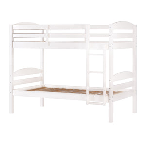 English Elm Walker Edison - Transitional Solid Pine Twin-Over-Twin Bunk Bed Frame with Safety Rails, Ladder & Slat Support White 81 L x 14.76 W x 9.84 H B185P326695
