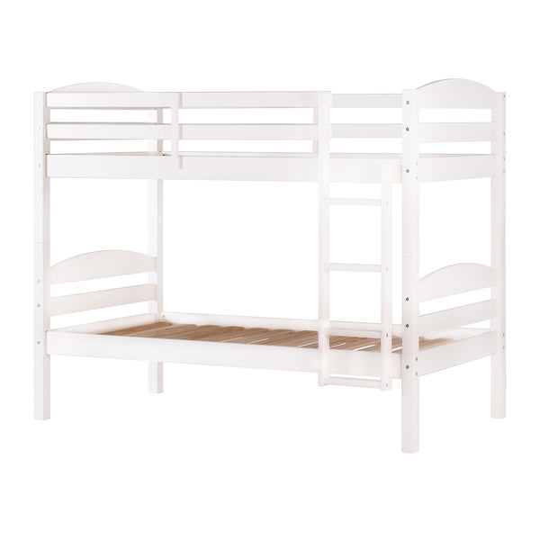English Elm Walker Edison - Transitional Solid Pine Twin-Over-Twin Bunk Bed Frame with Safety Rails, Ladder & Slat Support White 81 L x 14.76 W x 9.84 H B185P326695