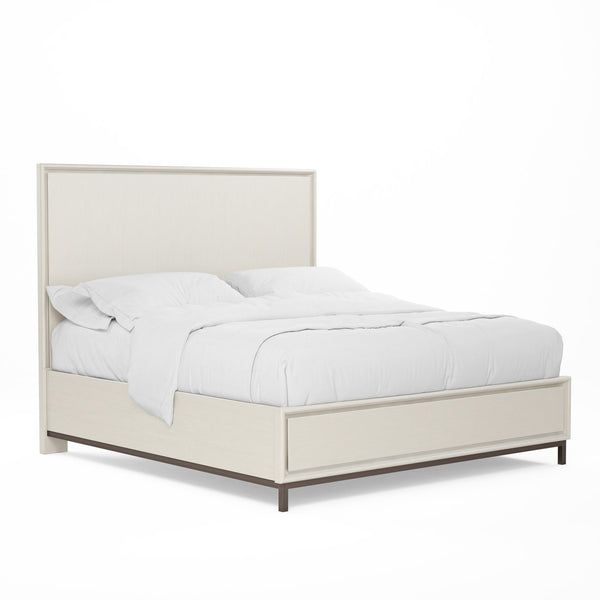 A.R.T. Furniture Blanc Contemporary Alabaster Bed With Vertical Channel Design - Elegant Comfort For Any Bedroom White Parawood Solids,Maple Veneers,Metal 289135-1040