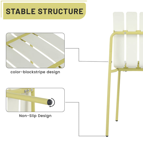 English Elm Summer Outdoor Dining Set Stackable Pp Chairs Round Table Uv Resistant Patio Cream White,Grain Yellow,White W3450S00025