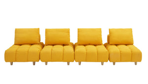 English Elm 120 Plush Teddy Sofa 120" Long Spacious 4-Seater with Solid Wood Frame, Spring Cushion Comfort Yellow W1658S00068