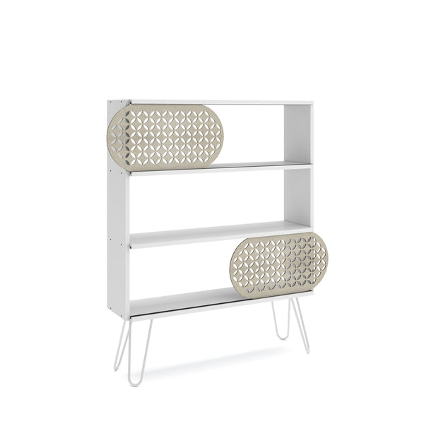 English Elm Illia Modern 3-Tier Bookcase White - Open Wood Frame Shelves with Metal Legs, Compact & Durable B029P330337
