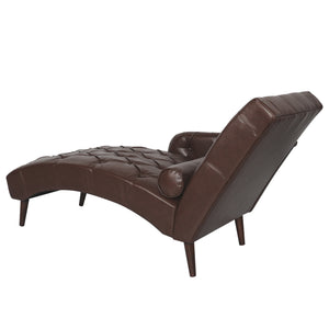 English Elm Chaise Lounge Chair Tufted Pu Leather Upholstered Accent Seat for Bedroom Living Room Dark Brown W680P415487