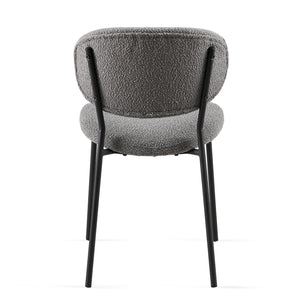 English Elm Grey Boucle Dining Chairs Set Of 4 - Mid-Century Modern Upholstered Chairs With Sleek Black Legs W1164P195045