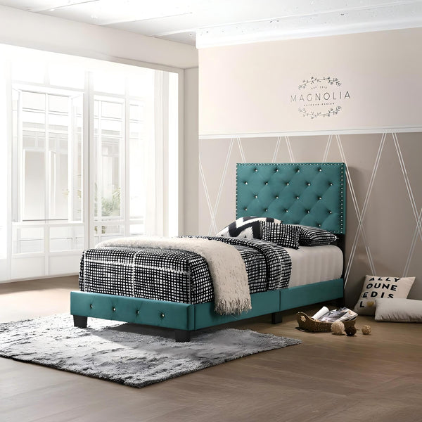 English Elm Charming Velvet Twin Bed with Hidden Storage Drawers, Casual Solid Frame, Easy Assembly Comfort Green 24.6 L x 44 W x 5.5 H B078108017