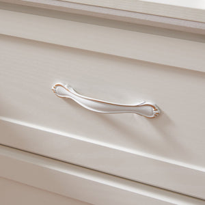 English Elm Modern Antique-Style 3-Drawer Chest with Gold Frame Knobs, Waterproof MDF, Anti-Tip Safety Design White W1668P162671