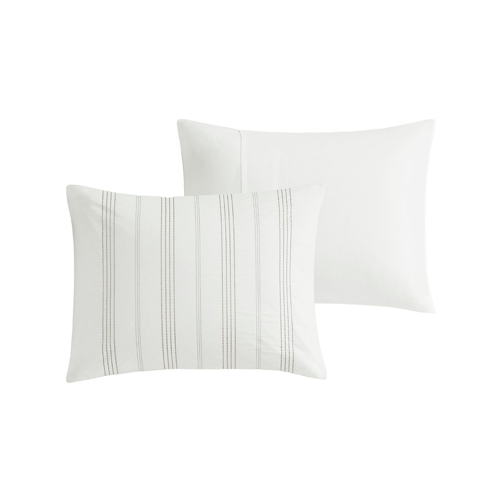 JLA Home Harbor House Blue - 6 Cotton Jacquard Oversized Comforter Set with Hypoallergenic Fill, Ivory Blue Stripes, OEKO-TEX Certified, Machine Washable 90 L x 80 W x 1.5H HH10-1824