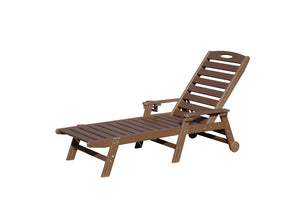 English Elm Patio Hdpe Chaise Lounge Outdoor Reclining Poolside Chair with Built-in Cup Holder Brown W1859P478442