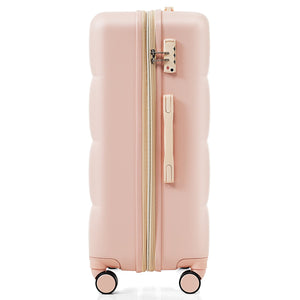 English Elm Luggage Set 4 Piece Abs Hard Shell Spinner Suitcases with Usb Port and Cup Holder Pink N726P185038P