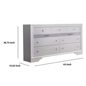English Elm Transitional Six Drawer Dresser Gray Veneer Finish with Black Chamfered Legs Bedroom B056P416773