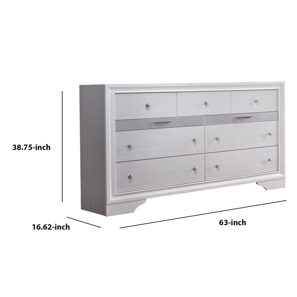 English Elm Transitional Six Drawer Dresser Gray Veneer Finish with Black Chamfered Legs Bedroom B056P416773