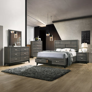 English Elm Weathered Weathered Grey 2-Drawer Nightstand with Rustic Finish, Ample Storage, Compact 25"H x 24"W B062P209015