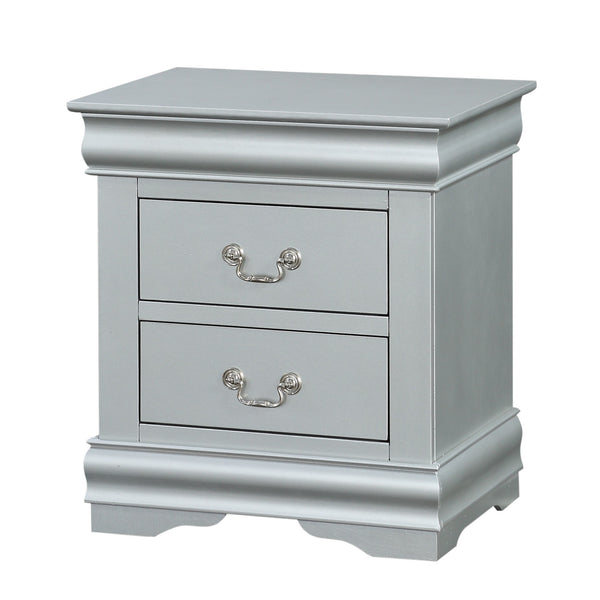 English Elm 1pc Classic Two-Drawer Nightstand with Brushed Nickel Pulls — Compact Wooden Bedside Storage, No Assembly Required Silver 18.5 L x 23.5 W x 27 H B2741P322606