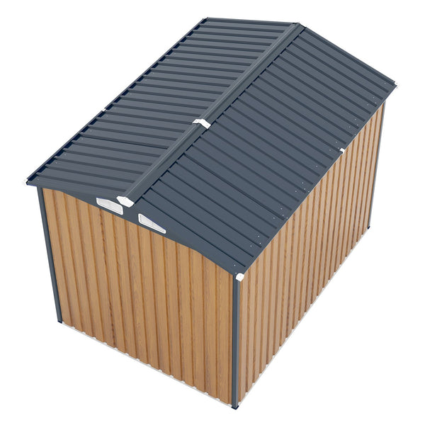 English Elm 6x8ft Outdoor Steel Storage Shed Lockable Vented Galvanized Metal Garden Backyard Tool Unit Yellow W1598P361332