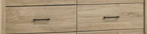 English Elm Seraphiel Six Drawer Wide Dresser Oak Tone Finish Matte Black Hardware Bedroom Storage Light Oak B2749P413335