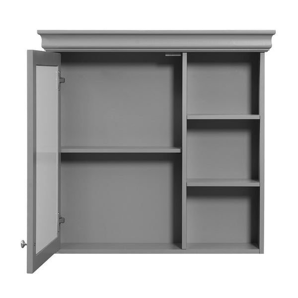 English Elm 30'' Wall Mount Bathroom Cabinet with Mirror Soft Close Door and Adjustable Shelf Gray N710P209425E