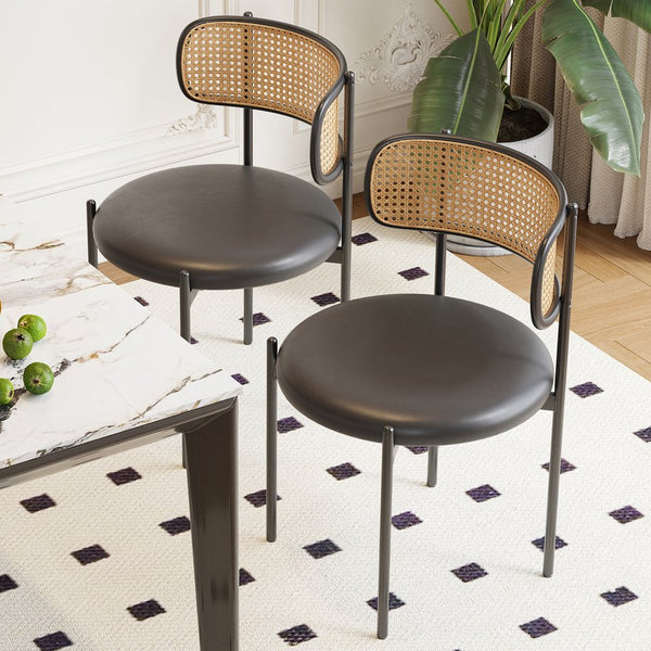 English Elm Adjustable Swivel Barstools Set of 2 Pu Leather Industrial Mid-century Kitchen Island Seating Black T3623P433769