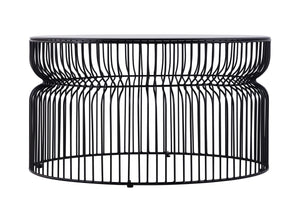 English Elm CT901 Modern 30" Round Coffee Table with Tinted Tempered Glass Top and Sturdy Metal Base, Black Elegant Finish B009P306196