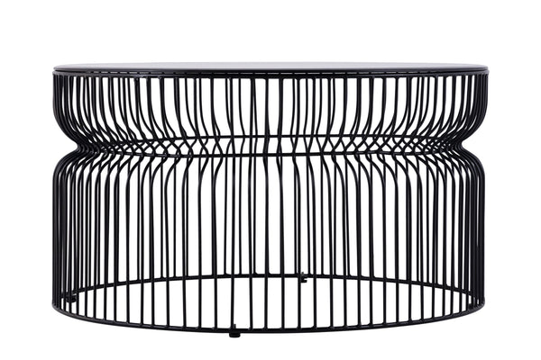 English Elm CT901 Modern 30" Round Coffee Table with Tinted Tempered Glass Top and Sturdy Metal Base, Black Elegant Finish B009P306196