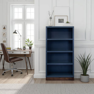 English Elm Nora Modular 60" High Bookshelf – Fully Assembled Two-Tone Alder & Poplar Shelving for Stylish Storage Blue B108P345203