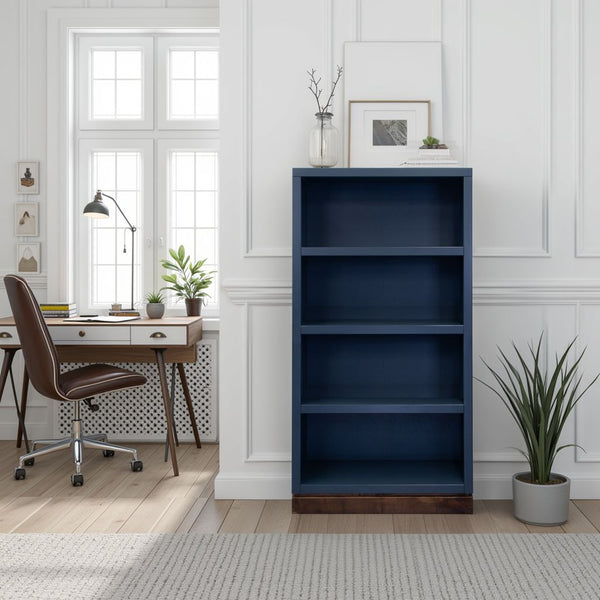 English Elm Nora Modular 60" High Bookshelf – Fully Assembled Two-Tone Alder & Poplar Shelving for Stylish Storage Blue B108P345203