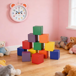 English Elm Soft Foam Building Blocks Set of 12 Cubes for Toddler Climbing Stacking Play T3971P439635