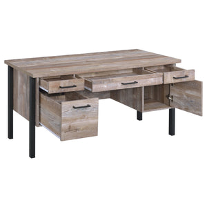 English Elm Azura Weathered Oak 4-drawer Office Desk with Spacious Work Surface, Rustic Engineered Wood, Organized Storage B062P337737