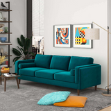 English Elm Ashcroft Furniture - Amber Mid Century Modern Teal Luxury Modern Velvet Sofa