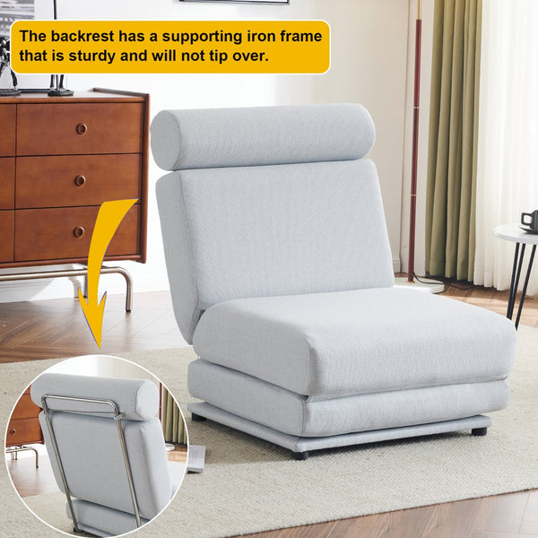 English Elm Single Foldable Linen Sofa Bed with Foam Core Portable Guest Room Lounge Chair W2113P181631