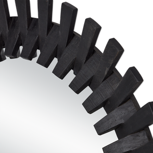 Diza Round Mirror - Bohemian Whitewashed Decor with Textured Wood and Unique Depth for Stylish Spaces