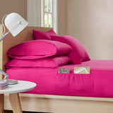 Intelligent Design Microfiber Modern/Contemporary Sheet Set with Side Storage Pockets ID20-1461 Pink