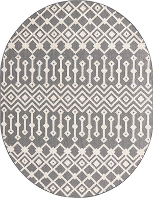 Unique Loom Arlo Lenny Machine Made Tribal Rug Charcoal, Ivory 7' 10" x 10' 0"