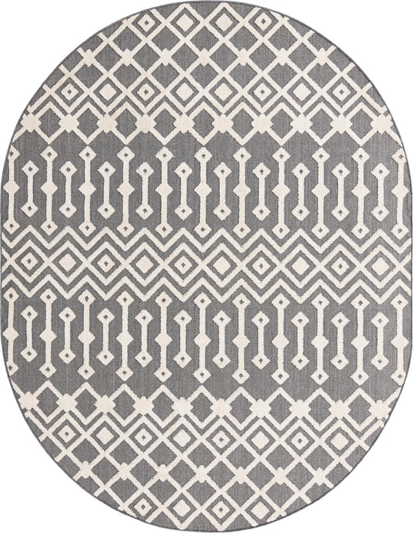 Unique Loom Arlo Lenny Machine Made Tribal Rug Charcoal, Ivory 7' 10" x 10' 0"