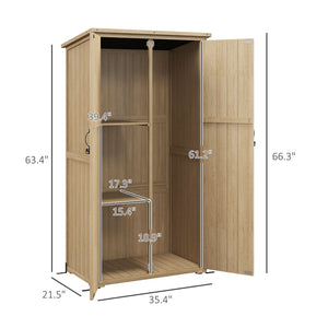 English Elm Outsunny Wooden Garden Shed - Compact Outdoor Storage With Lockable Doors, Waterproof Roof & Shelves W2225P217227-GIGA