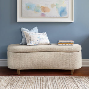 JLA Home INK+IVY - Boucle-Style Plush Curved Storage Bench with Flip-Top Lid, Soft-Close Hinges & Solid Wood Legs II105-0525