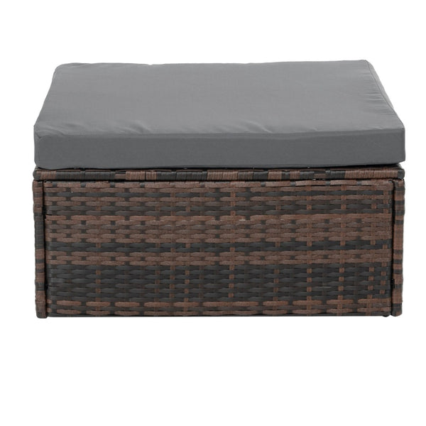 English Elm Patio 5-Piece Pe Wicker Furniture Set With Tempered Glass Table - Durable, Stylish, And Weather-Resistant! W1703S00023-GIGA