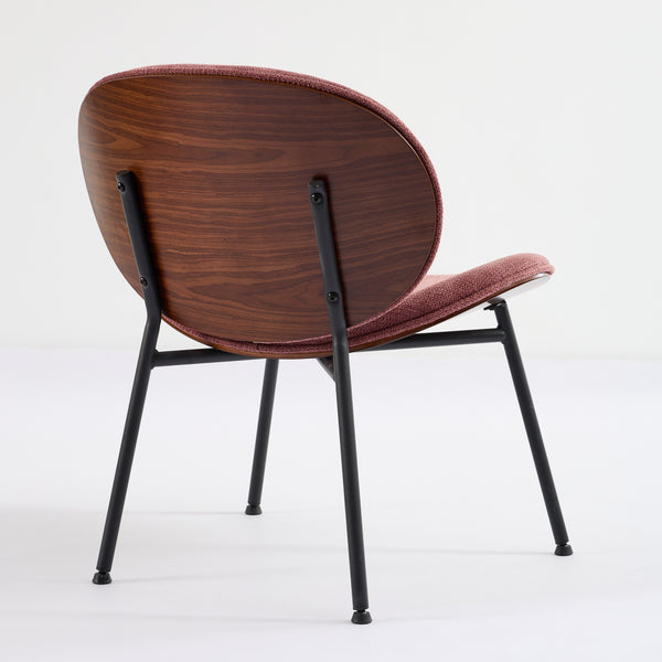 English Elm Mid-Century Shell Chair with Walnut Wood Grain Veneer, Wide Curved Seat, Durable Metal Legs, 330lb Capacity Bean paste red W1143P214254