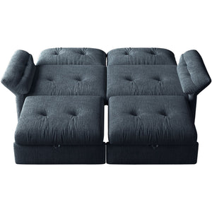 English Elm This Chenille Convertible Sofa Bed Seats Three and Unfolds Flat for Guests Easily Blue W3820S00043