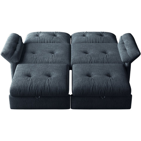 English Elm This Chenille Convertible Sofa Bed Seats Three and Unfolds Flat for Guests Easily Blue W3820S00043
