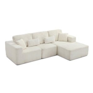 English Elm 109'' Modular Cloud Sectional with Deep Corduroy Seat for Spacious Living Rooms W1117S00307