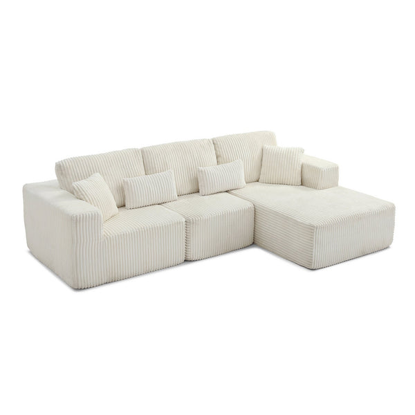 English Elm 109'' Modular Cloud Sectional with Deep Corduroy Seat for Spacious Living Rooms W1117S00307