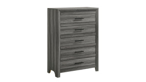 English Elm Denver Modern Twin 5-Piece Bedroom Set in Gray — Contemporary Wood Bed, Nightstand, Dresser, Chest & Mirror (Coordinated) B009S02018
