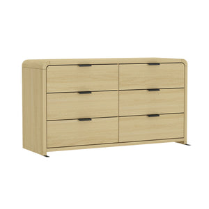 English Elm Dresser Six Drawer Solid Oak Media Console for Bedroom Living Room Entryway Storage B365S00144