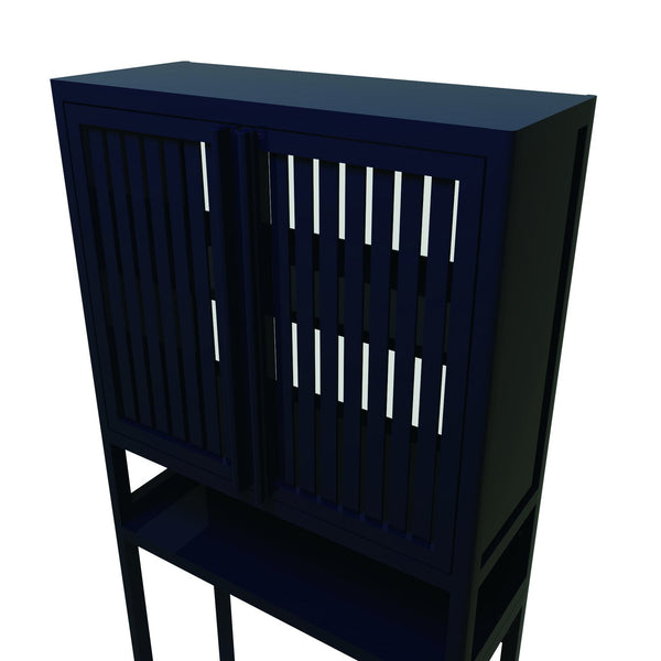 English Elm Toilet Side Bamboo Tower with Louvered Doors Open Shelf Freestanding Bathroom Organizer W2207P334026