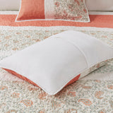 Madison Park Dawn Cottage/Country 6 Piece Cotton Percale Quilt Set with Throw Pillows MP13-2800 Coral