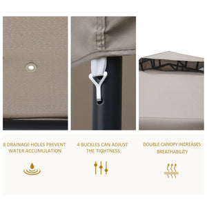 English Elm Outsunny 9.6' X 9.6' Vented Patio Gazebo With Mesh Netting, Durable Steel Frame For Outdoor Relaxation W2225P174196-GIGA